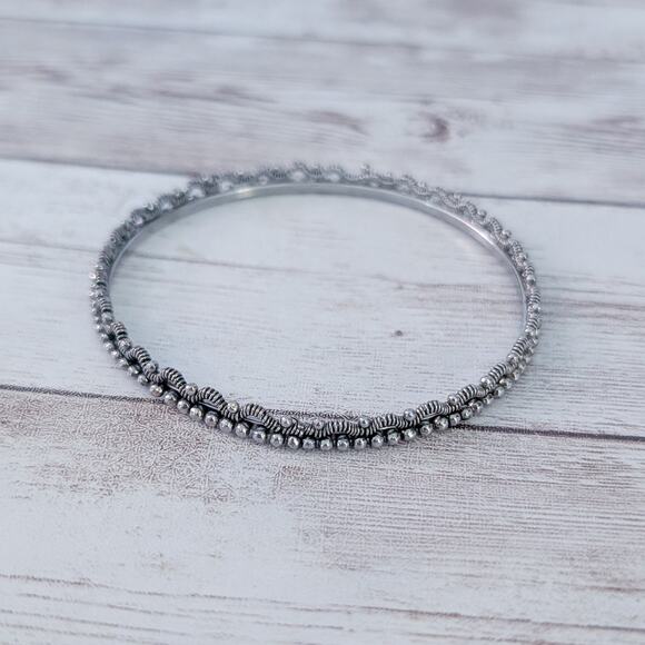 Vintage Bracelet Silver Tone Ornate Dual Row 7.75" - Picture 5 of 7